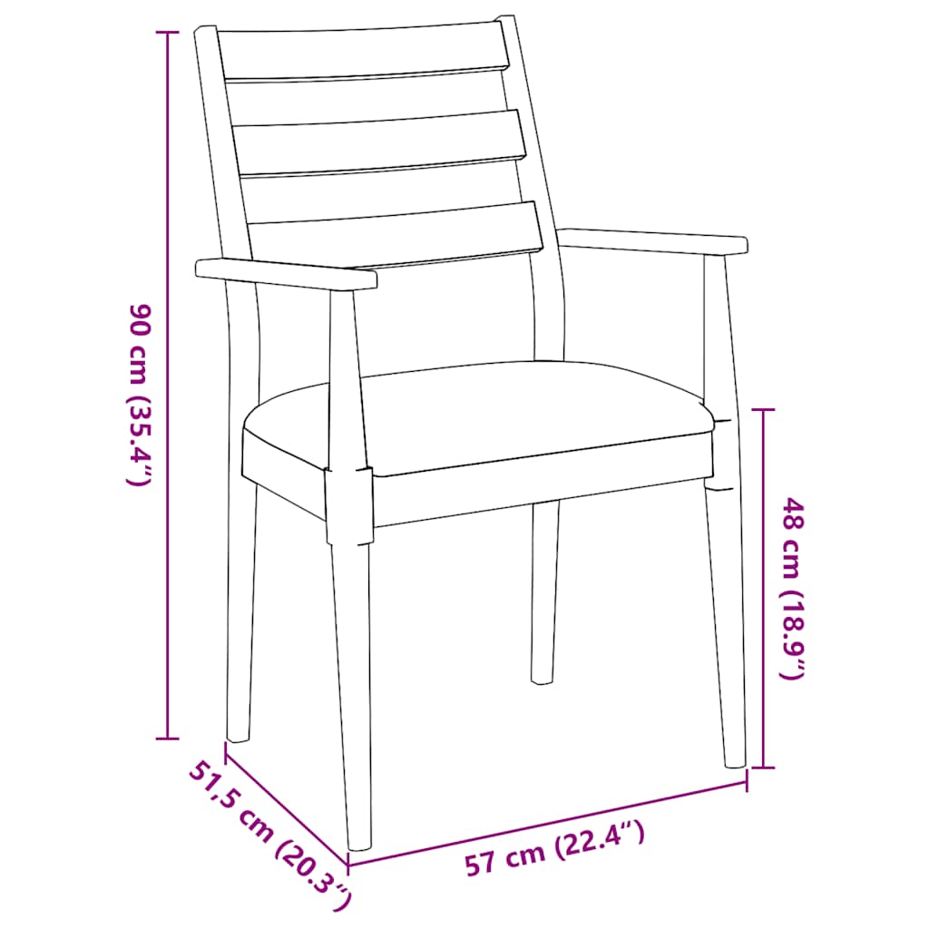 Dining chairs with cushions 2 pcs. White solid wood rubberwood