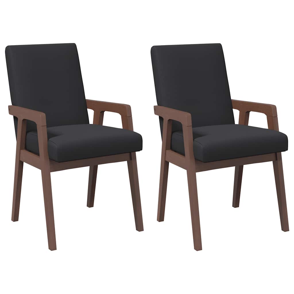 Esszimmerstühle mit Kissen 2 Stk. Braun Massivholz Gummibaum