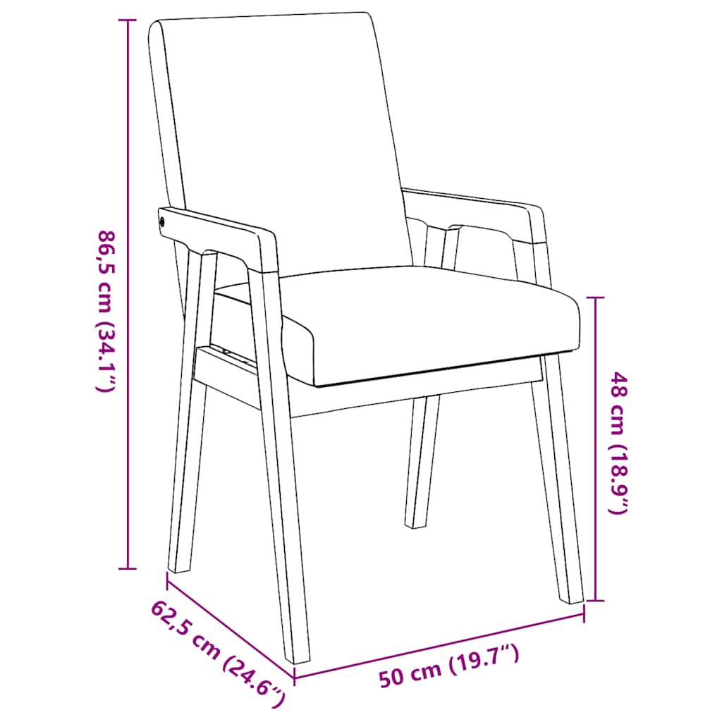 Esszimmerstühle mit Kissen 2 Stk. Braun Massivholz Gummibaum