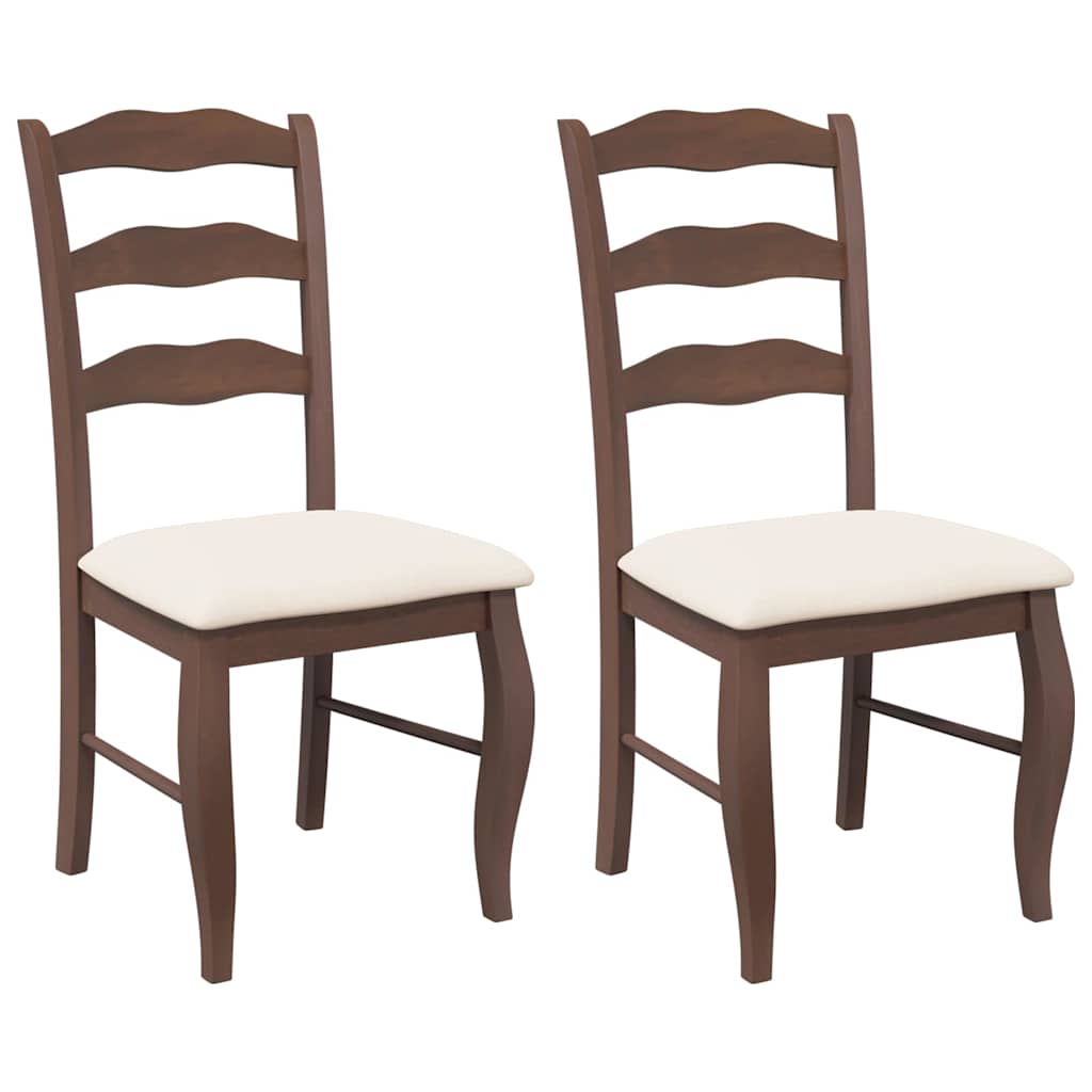 Dining chairs with cushions 2 pcs. Brown solid wood rubberwood