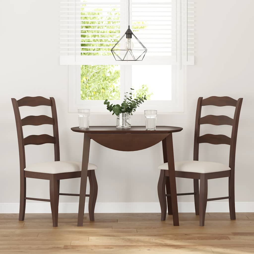 Dining chairs with cushions 2 pcs. Brown solid wood rubberwood