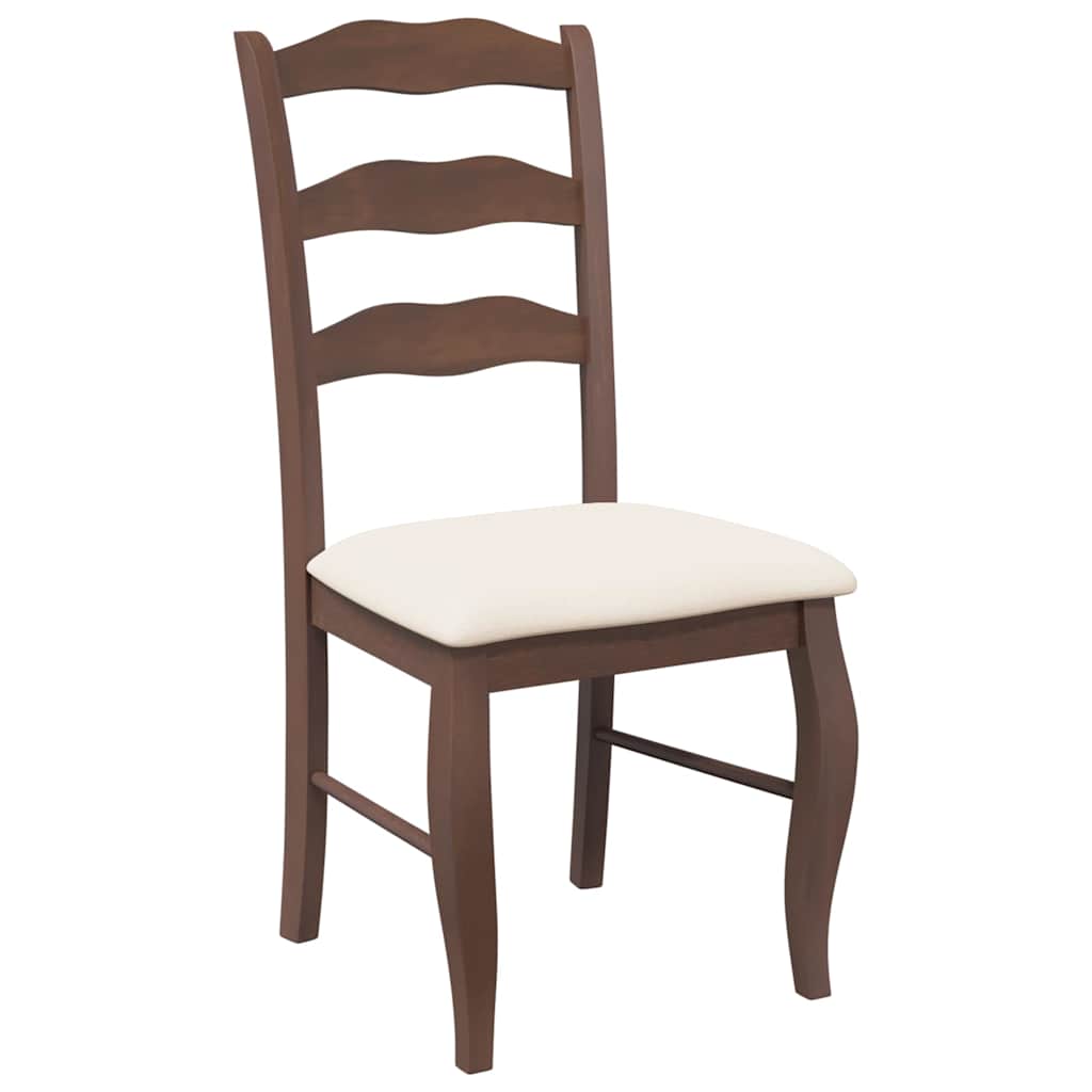Dining chairs with cushions 2 pcs. Brown solid wood rubberwood