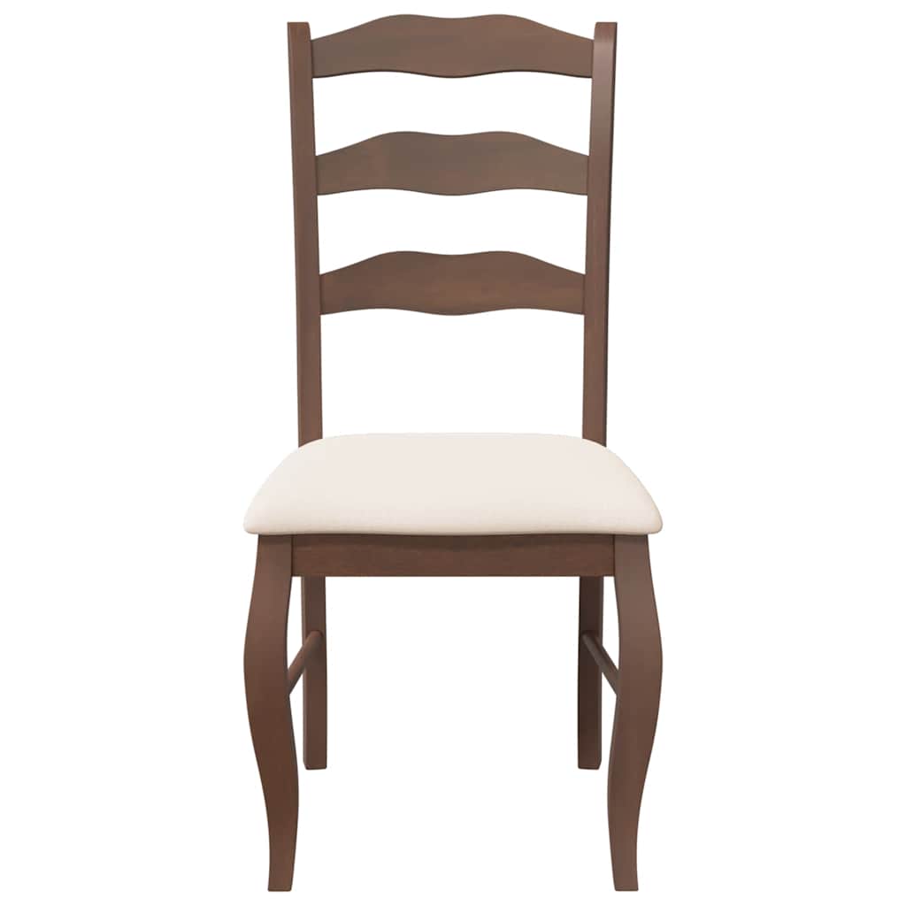 Dining chairs with cushions 2 pcs. Brown solid wood rubberwood