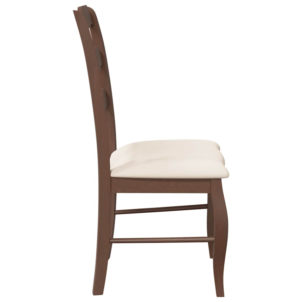 Dining chairs with cushions 2 pcs. Brown solid wood rubberwood