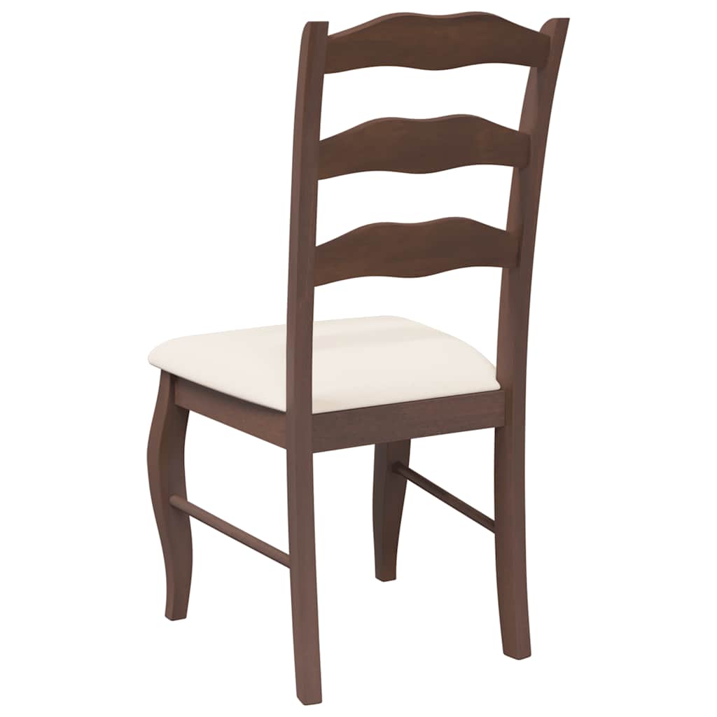 Dining chairs with cushions 2 pcs. Brown solid wood rubberwood