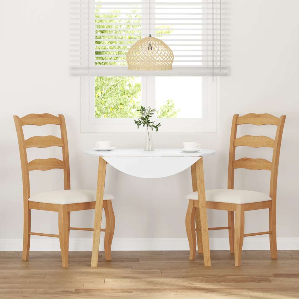 Dining chairs with cushions 2 pcs. Natural solid wood rubber tree