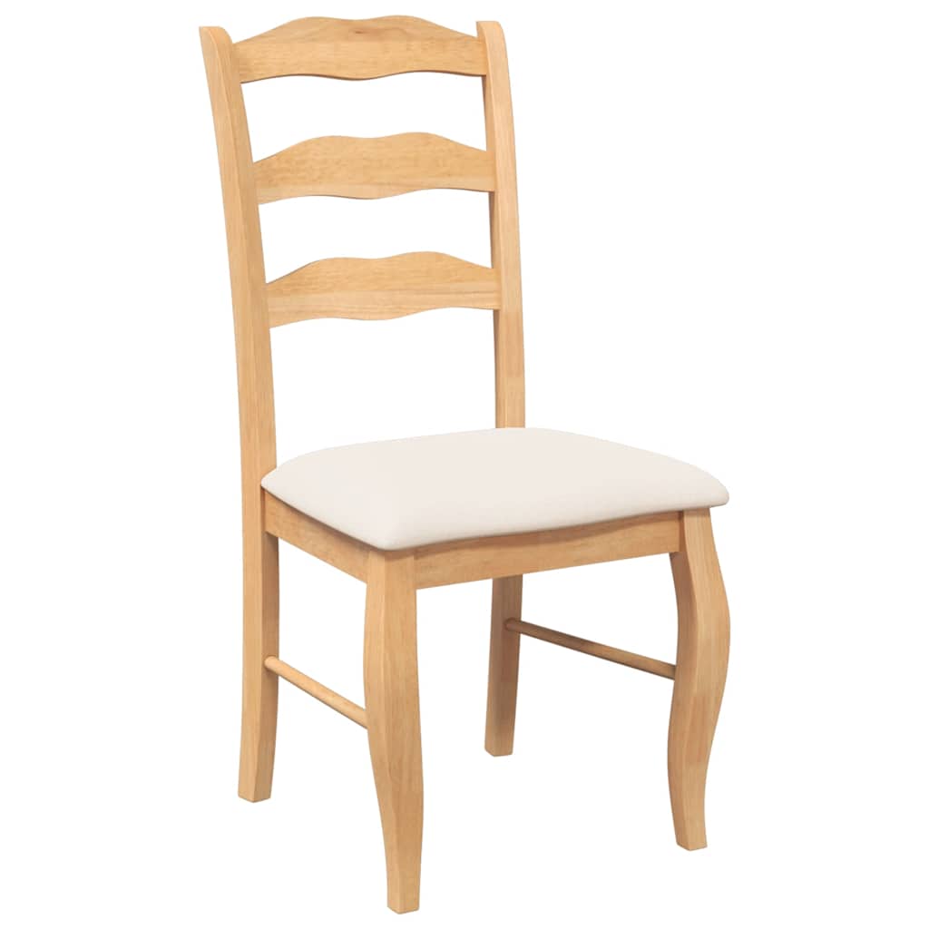 Dining chairs with cushions 2 pcs. Natural solid wood rubber tree
