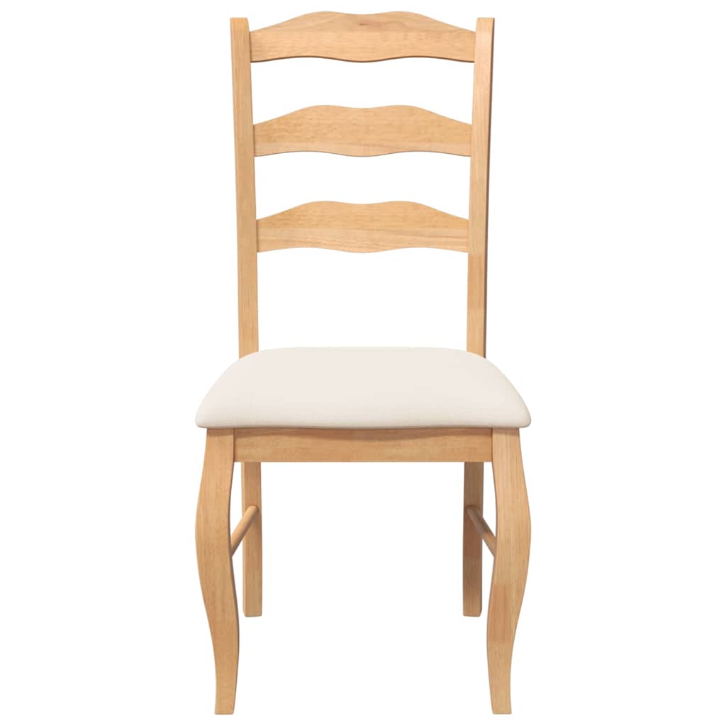 Dining chairs with cushions 2 pcs. Natural solid wood rubber tree