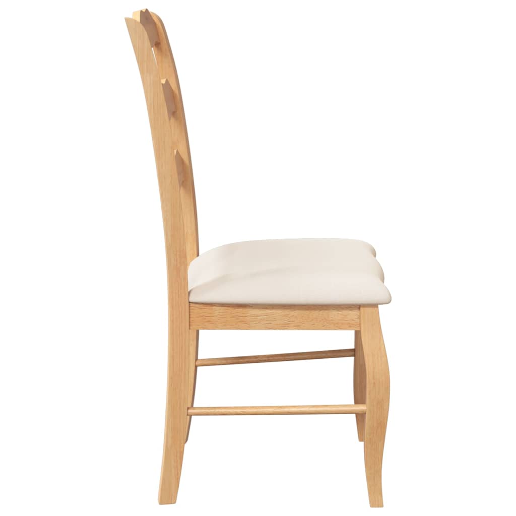 Dining chairs with cushions 2 pcs. Natural solid wood rubber tree
