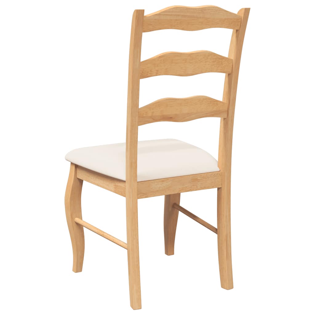 Dining chairs with cushions 2 pcs. Natural solid wood rubber tree
