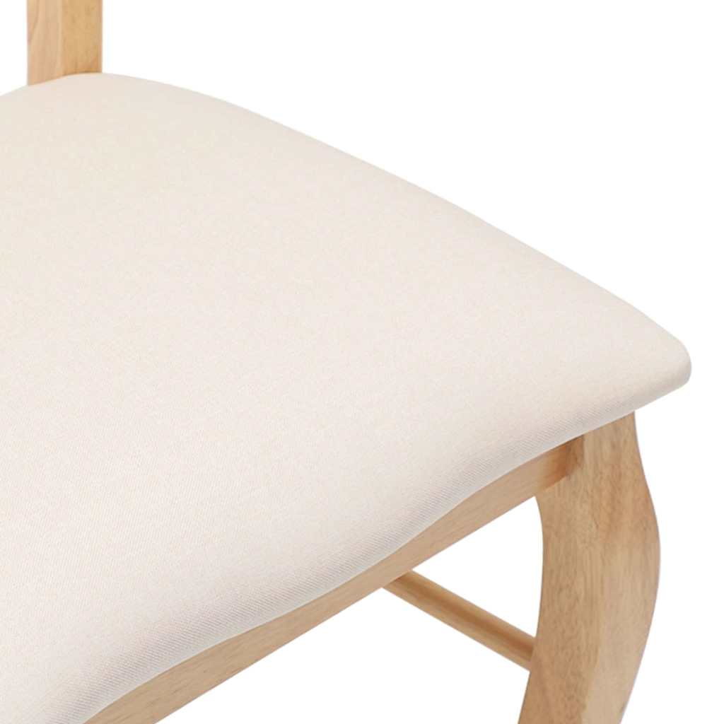 Dining chairs with cushions 2 pcs. Natural solid wood rubber tree