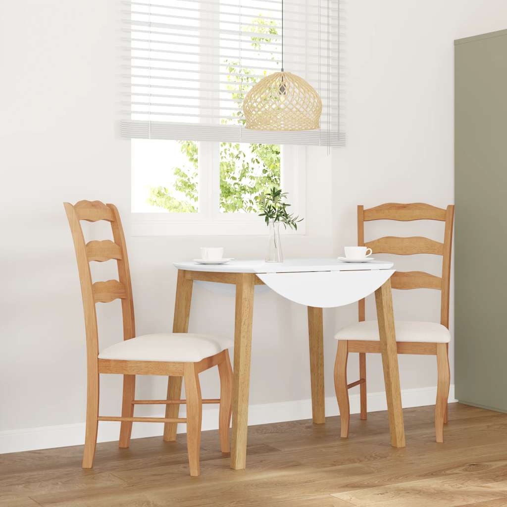 Dining chairs with cushions 2 pcs. Natural solid wood rubber tree
