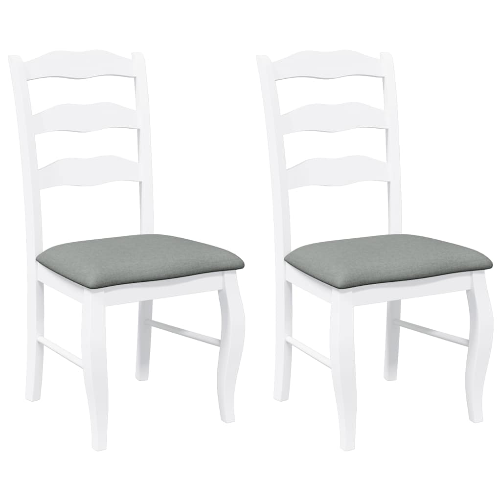 Dining chairs with cushions 2 pcs. White solid wood rubberwood