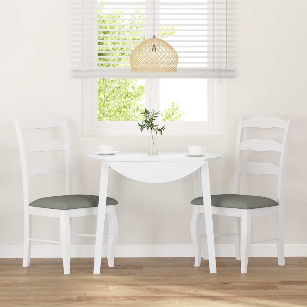 Dining chairs with cushions 2 pcs. White solid wood rubberwood