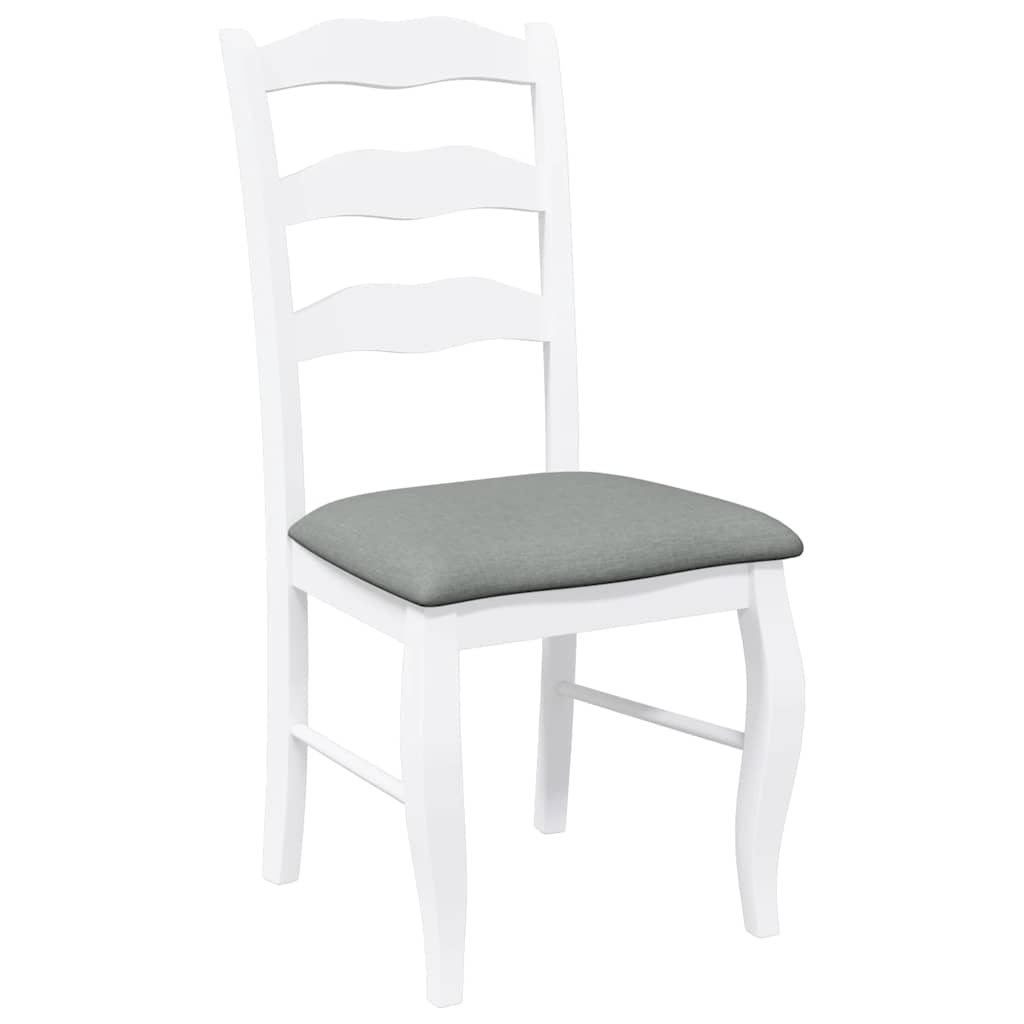 Dining chairs with cushions 2 pcs. White solid wood rubberwood