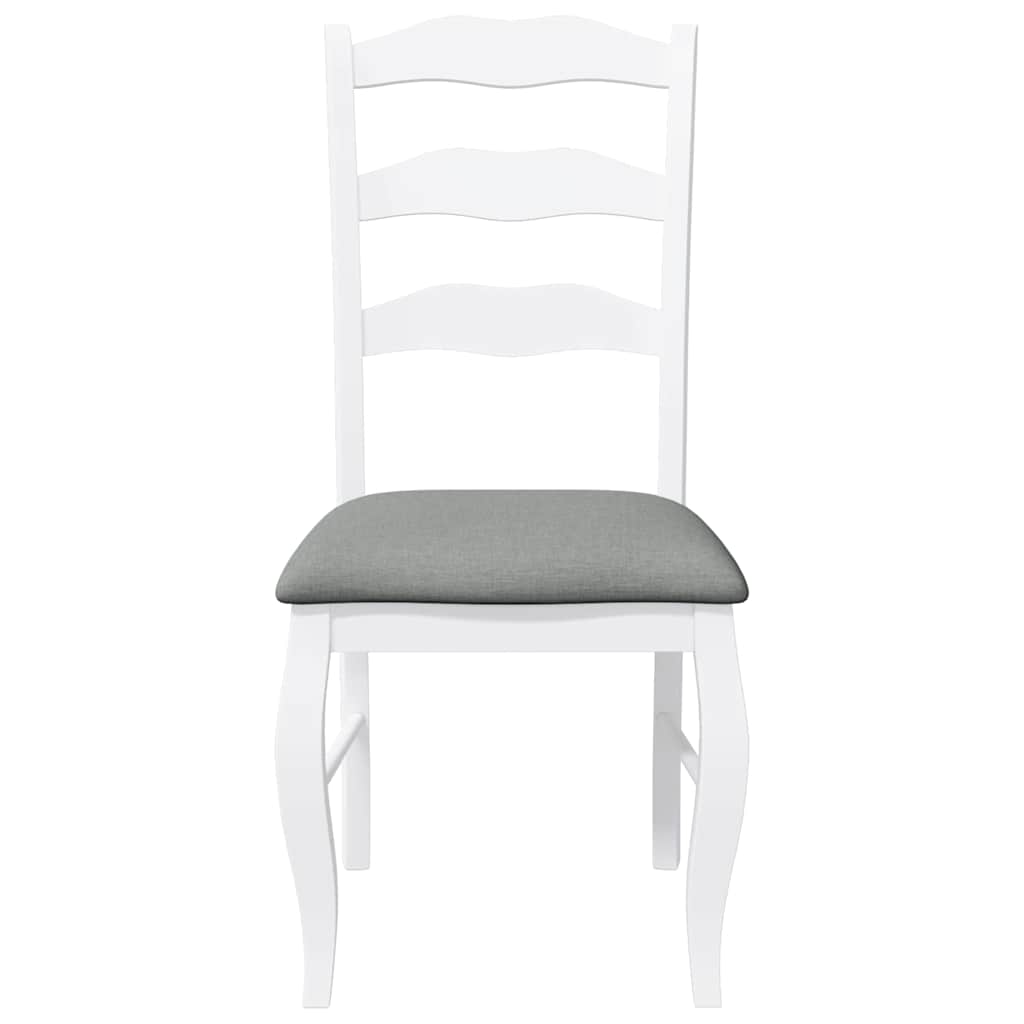 Dining chairs with cushions 2 pcs. White solid wood rubberwood