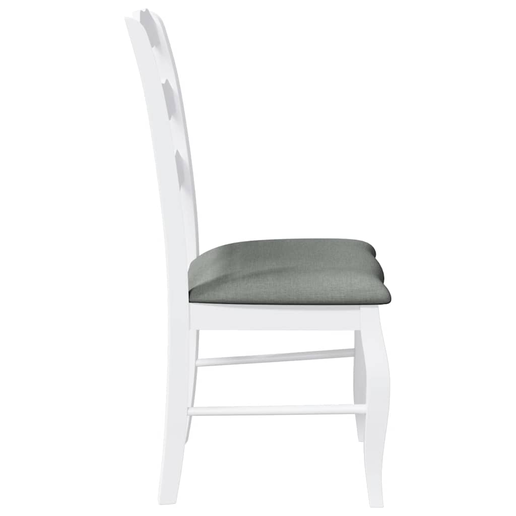 Dining chairs with cushions 2 pcs. White solid wood rubberwood