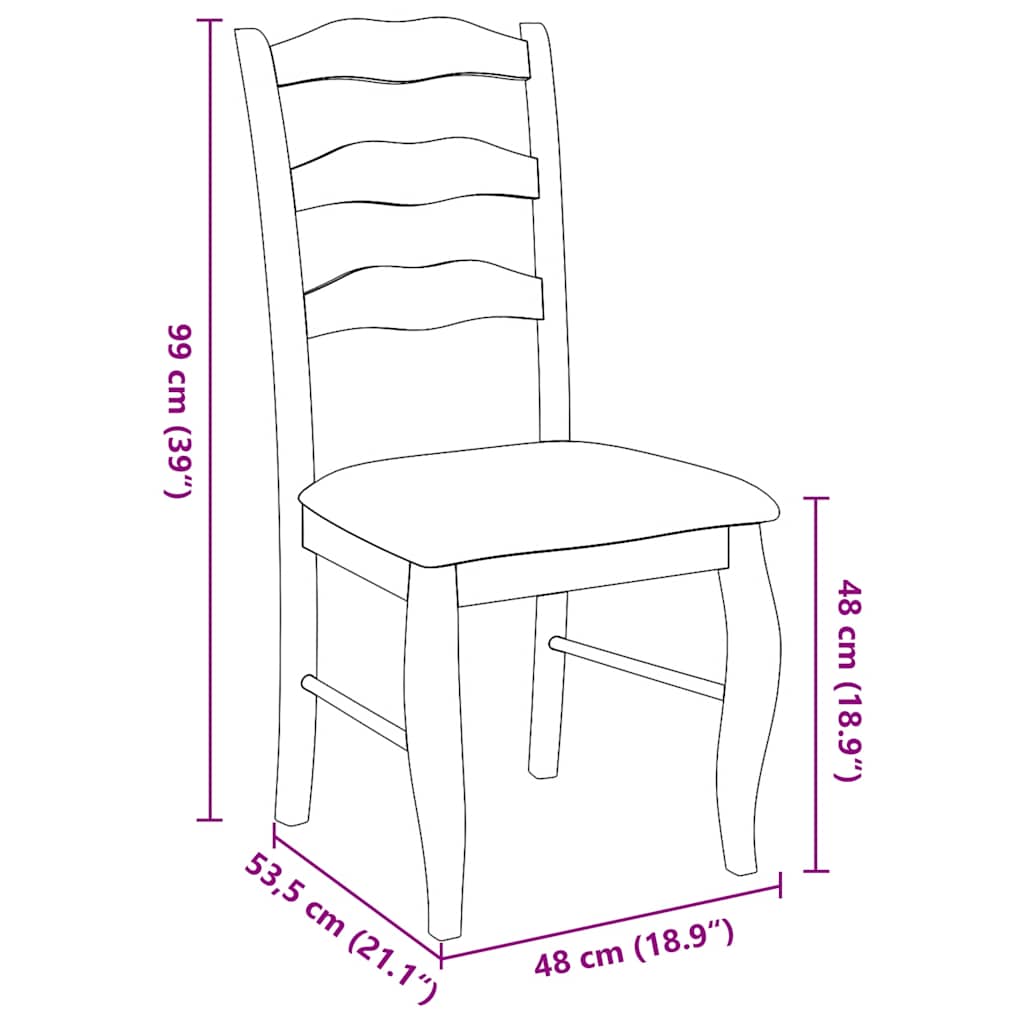 Dining chairs with cushions 2 pcs. White solid wood rubberwood