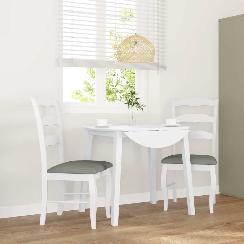 Dining chairs with cushions 2 pcs. White solid wood rubberwood