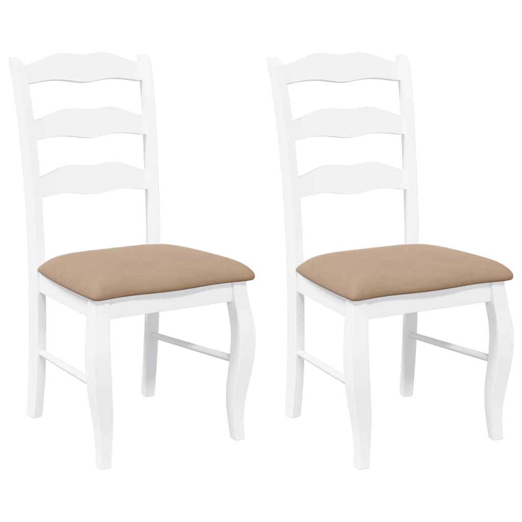Dining chairs with cushions 2 pcs. White solid wood rubberwood