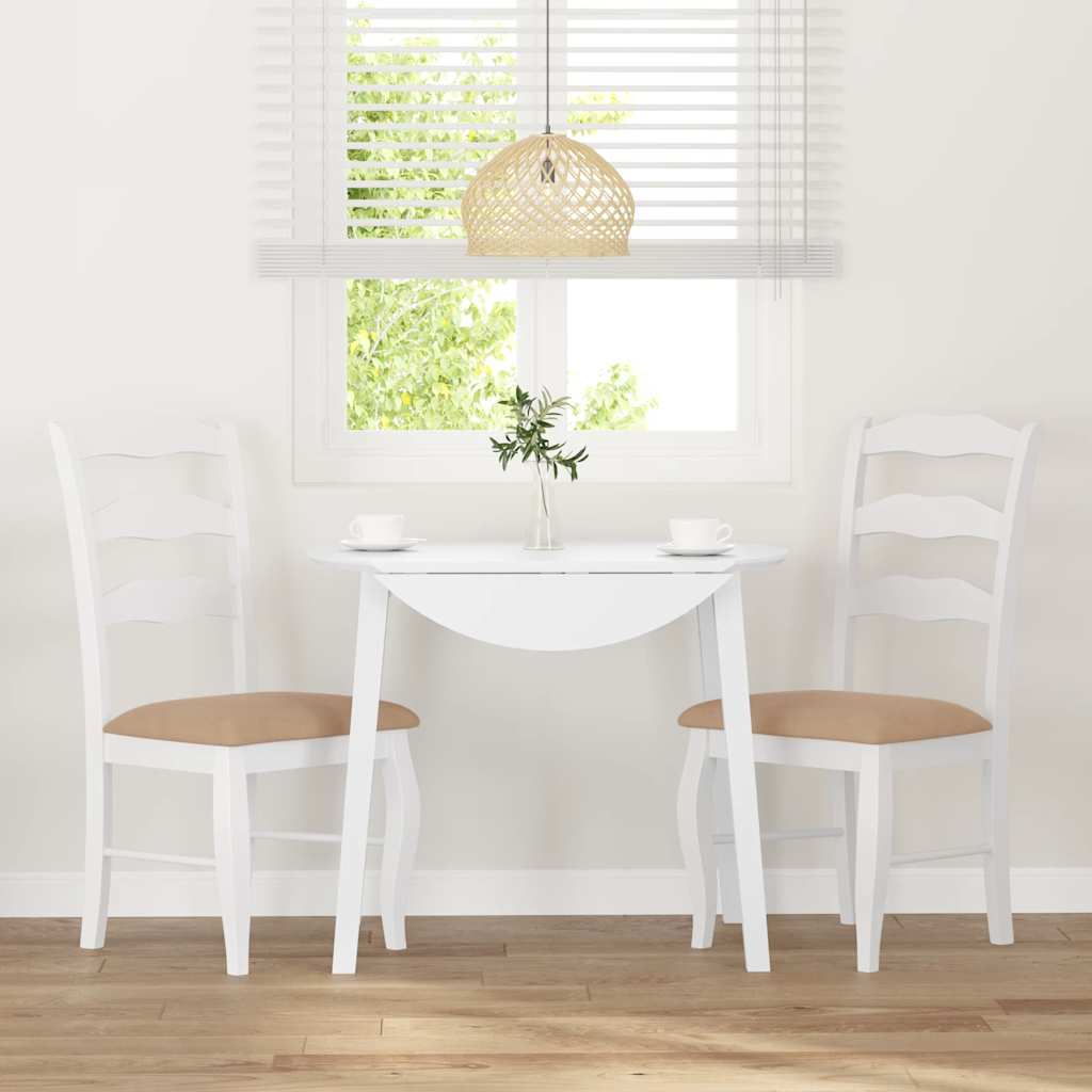Dining chairs with cushions 2 pcs. White solid wood rubberwood