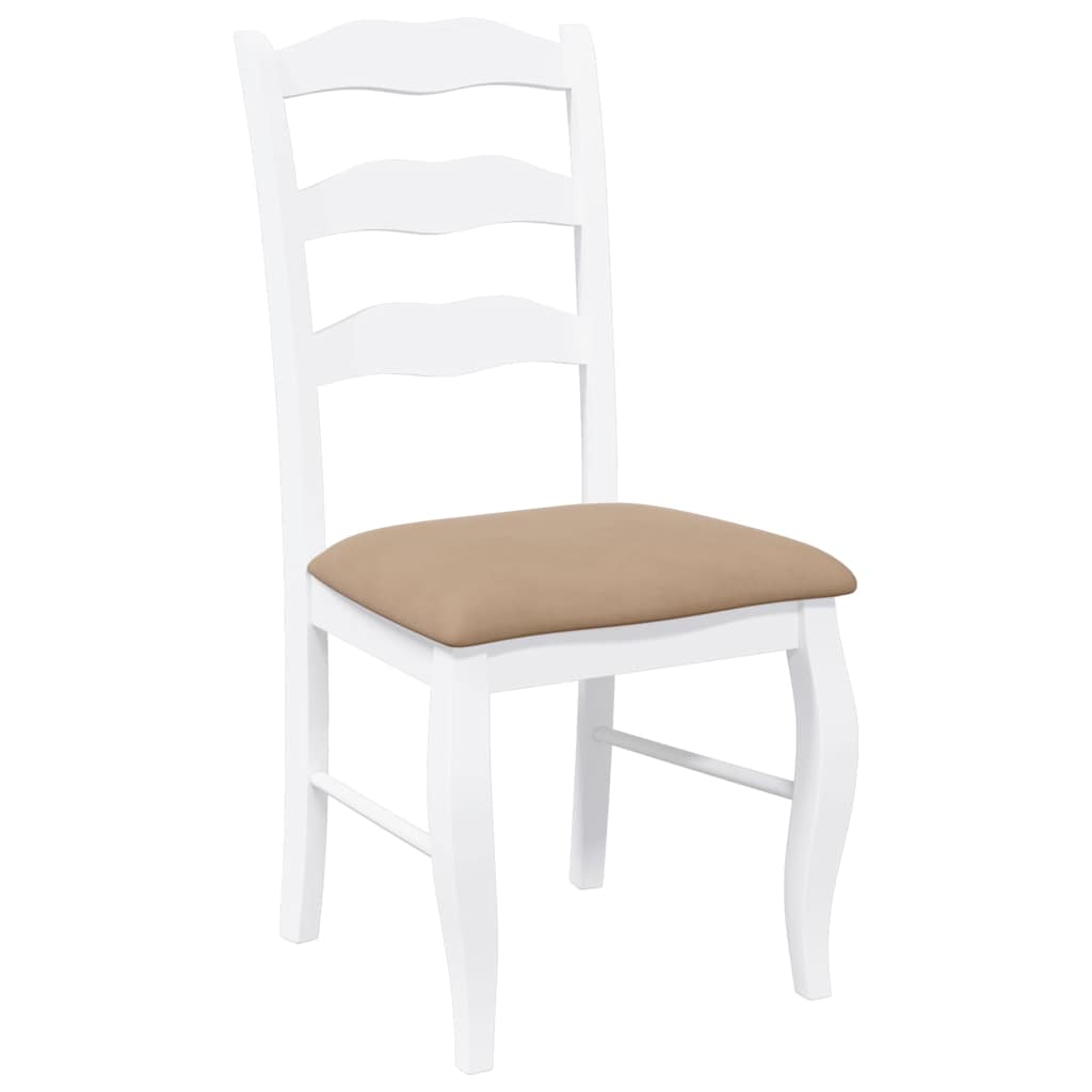 Dining chairs with cushions 2 pcs. White solid wood rubberwood