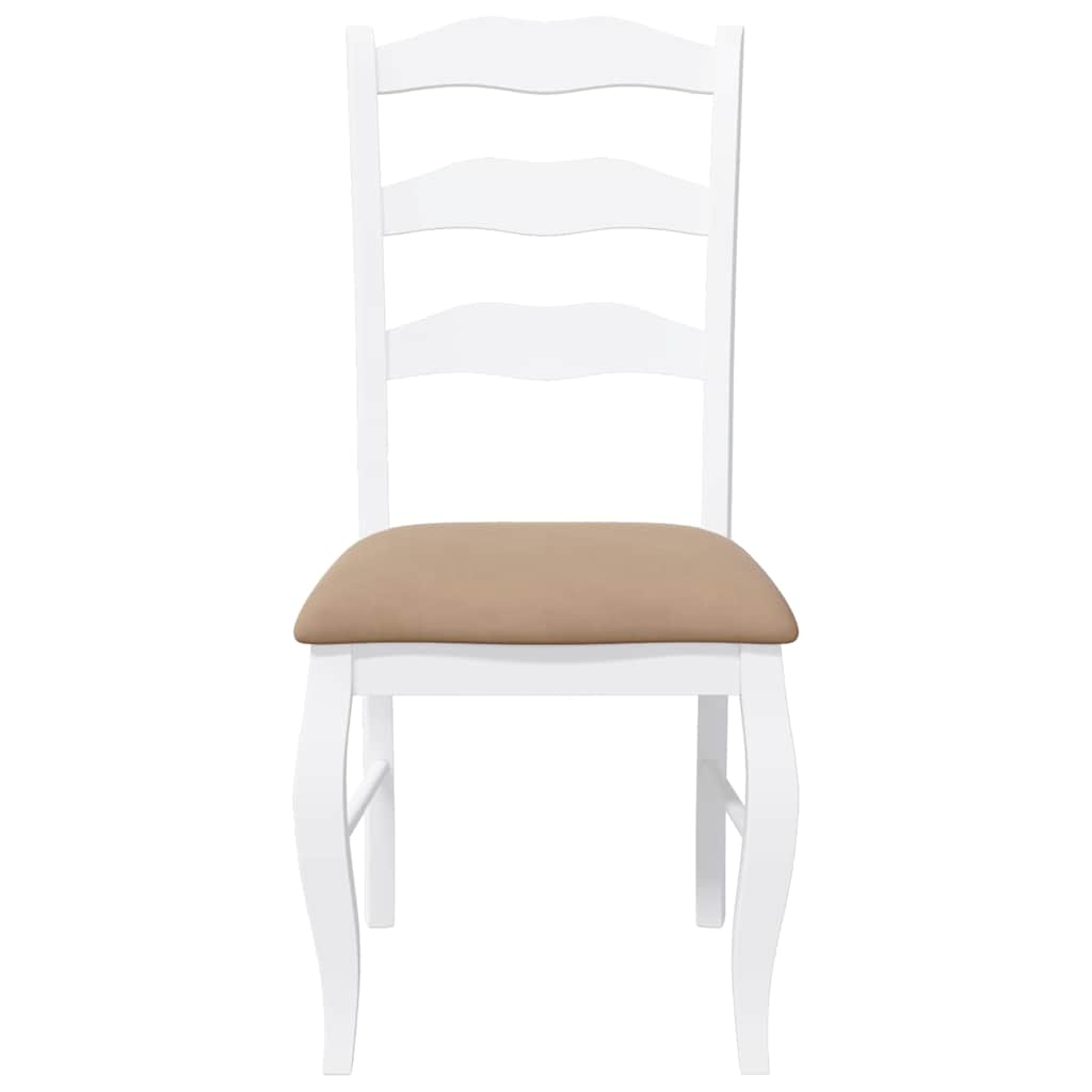 Dining chairs with cushions 2 pcs. White solid wood rubberwood