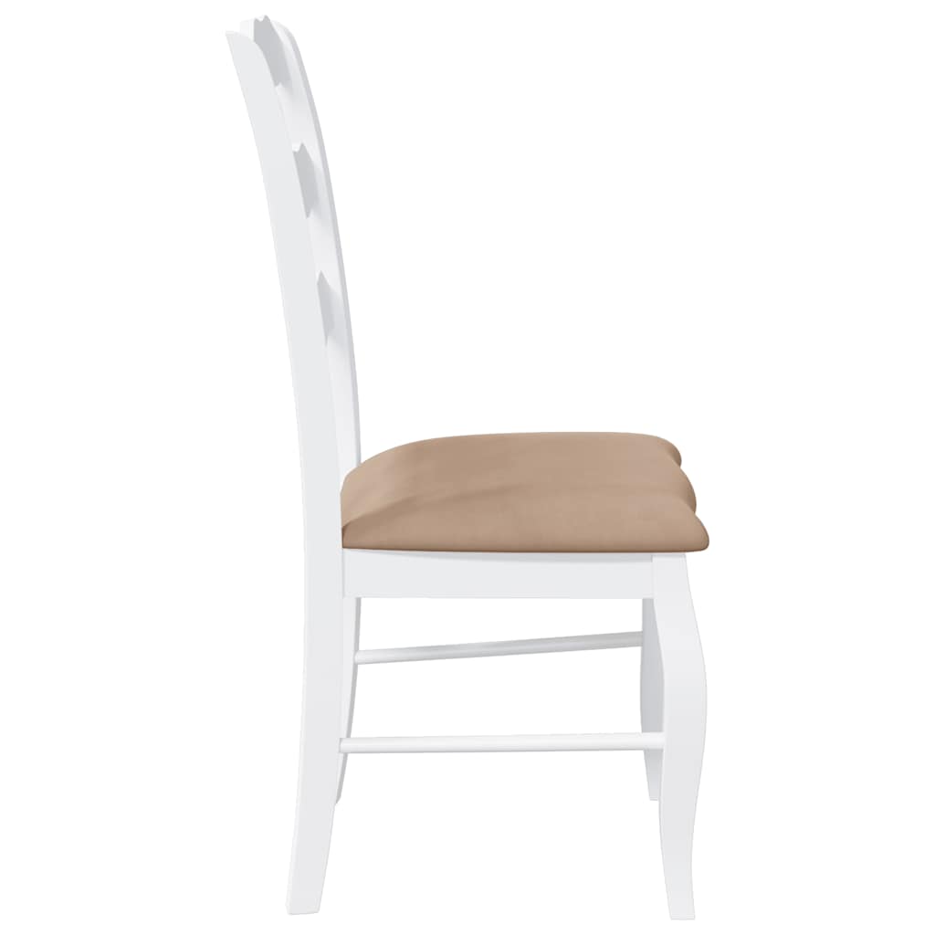Dining chairs with cushions 2 pcs. White solid wood rubberwood