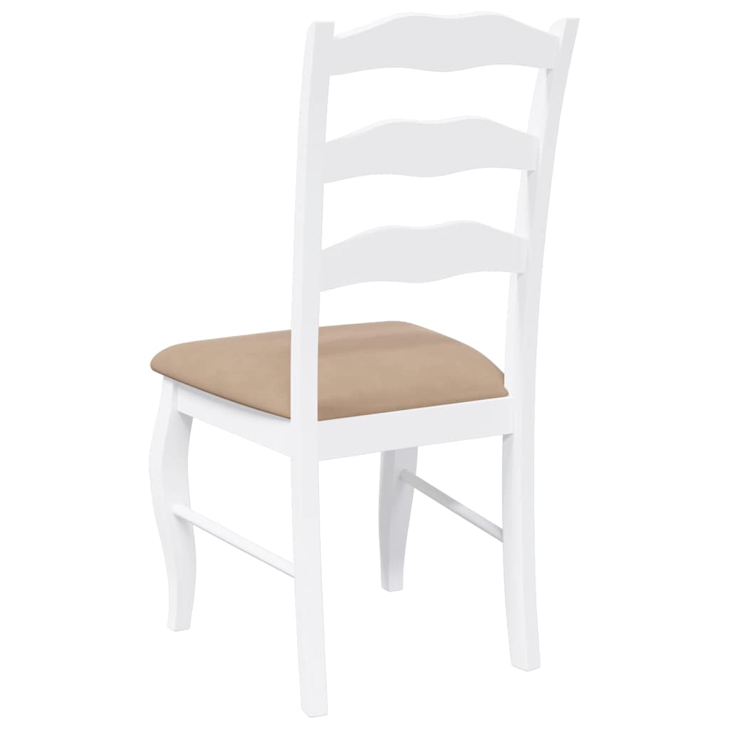 Dining chairs with cushions 2 pcs. White solid wood rubberwood