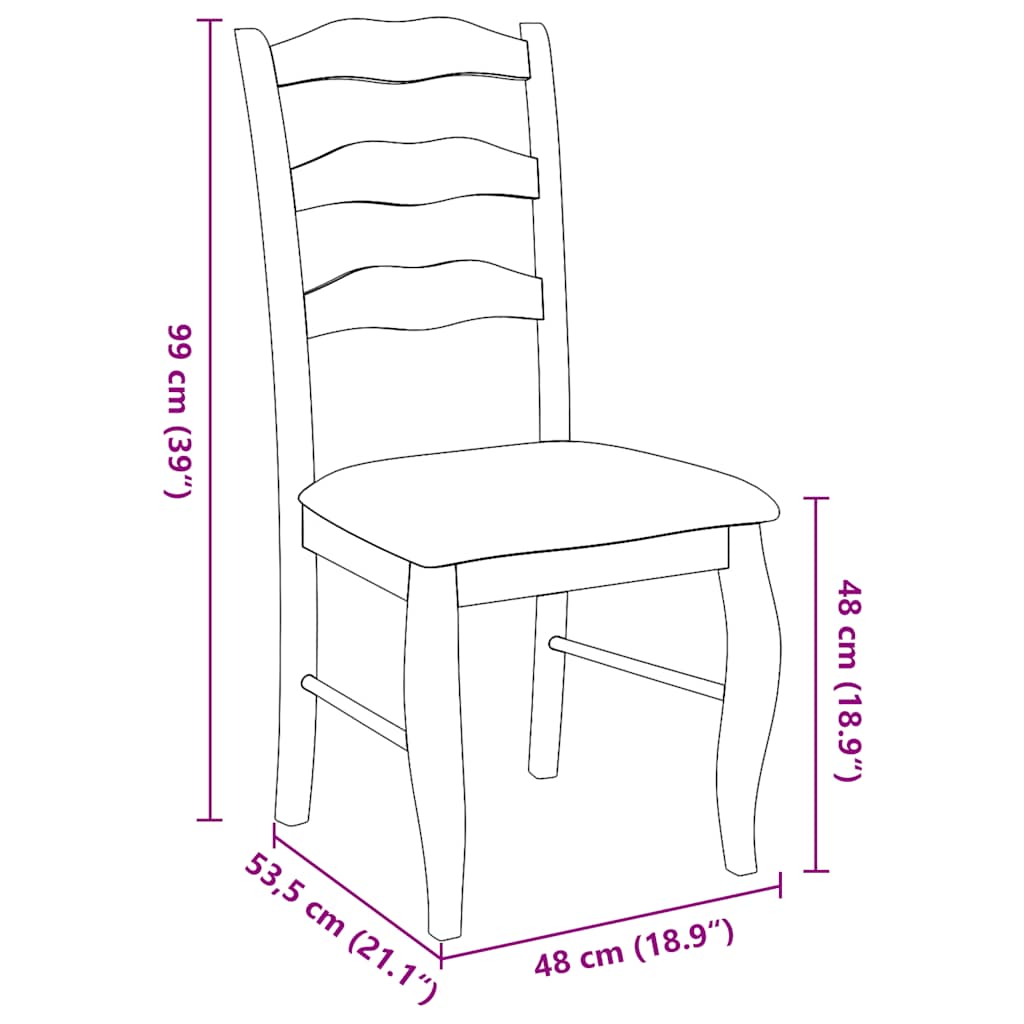 Dining chairs with cushions 2 pcs. White solid wood rubberwood
