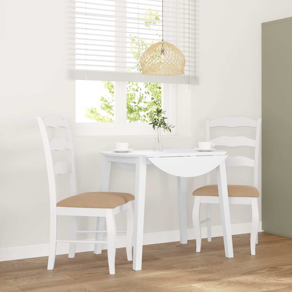 Dining chairs with cushions 2 pcs. White solid wood rubberwood