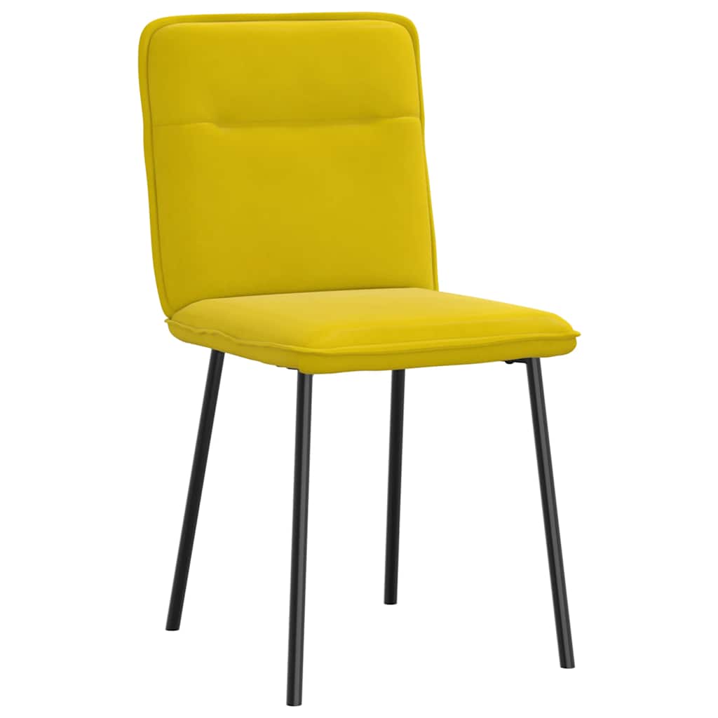 Chaises de salle à manger, 4 pièces, velours jaune