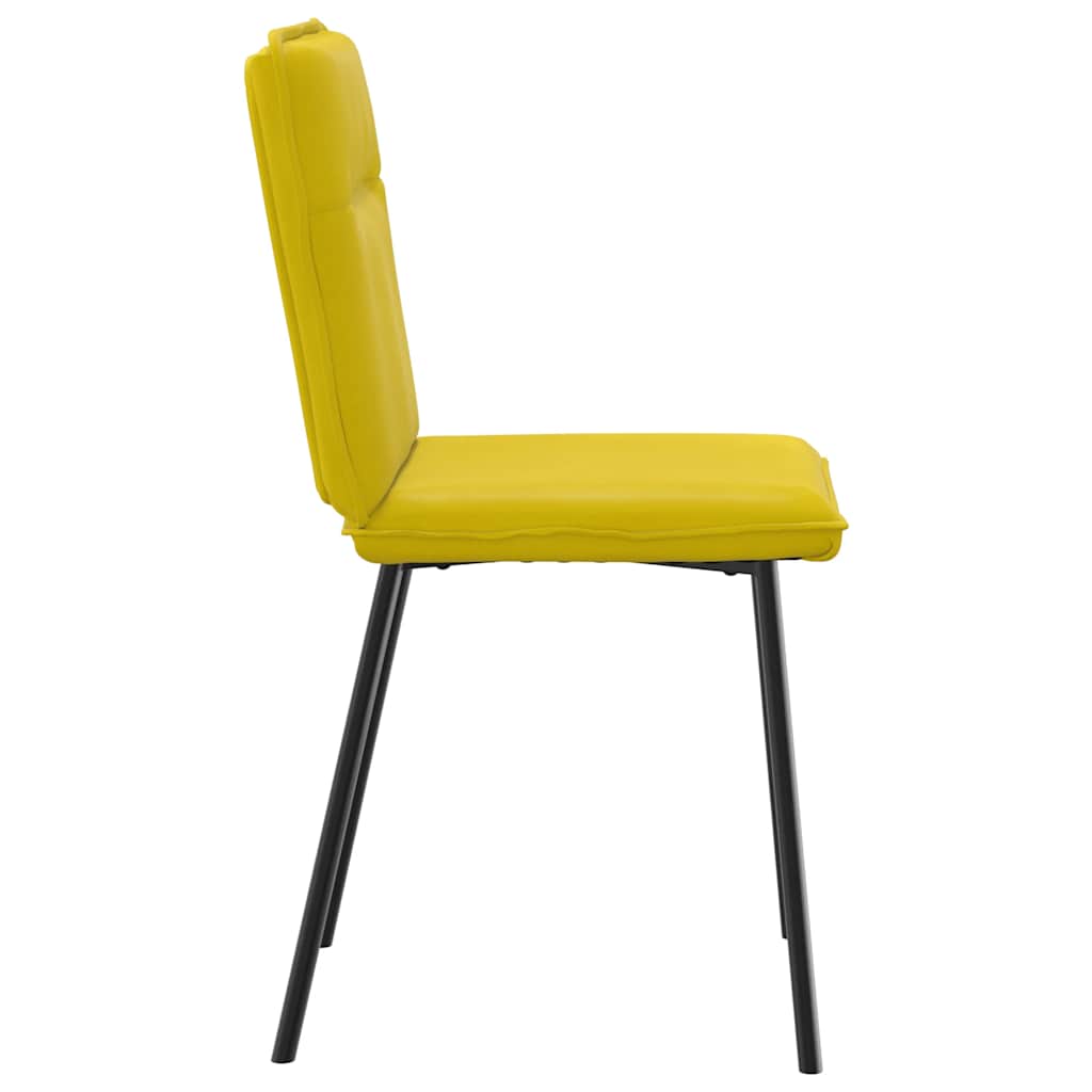 Chaises de salle à manger, 4 pièces, velours jaune