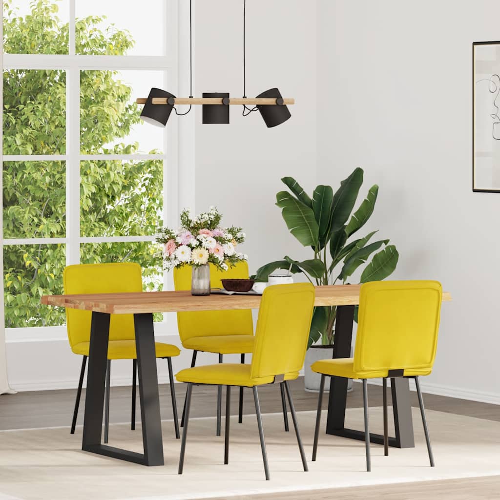 Chaises de salle à manger, 4 pièces, velours jaune