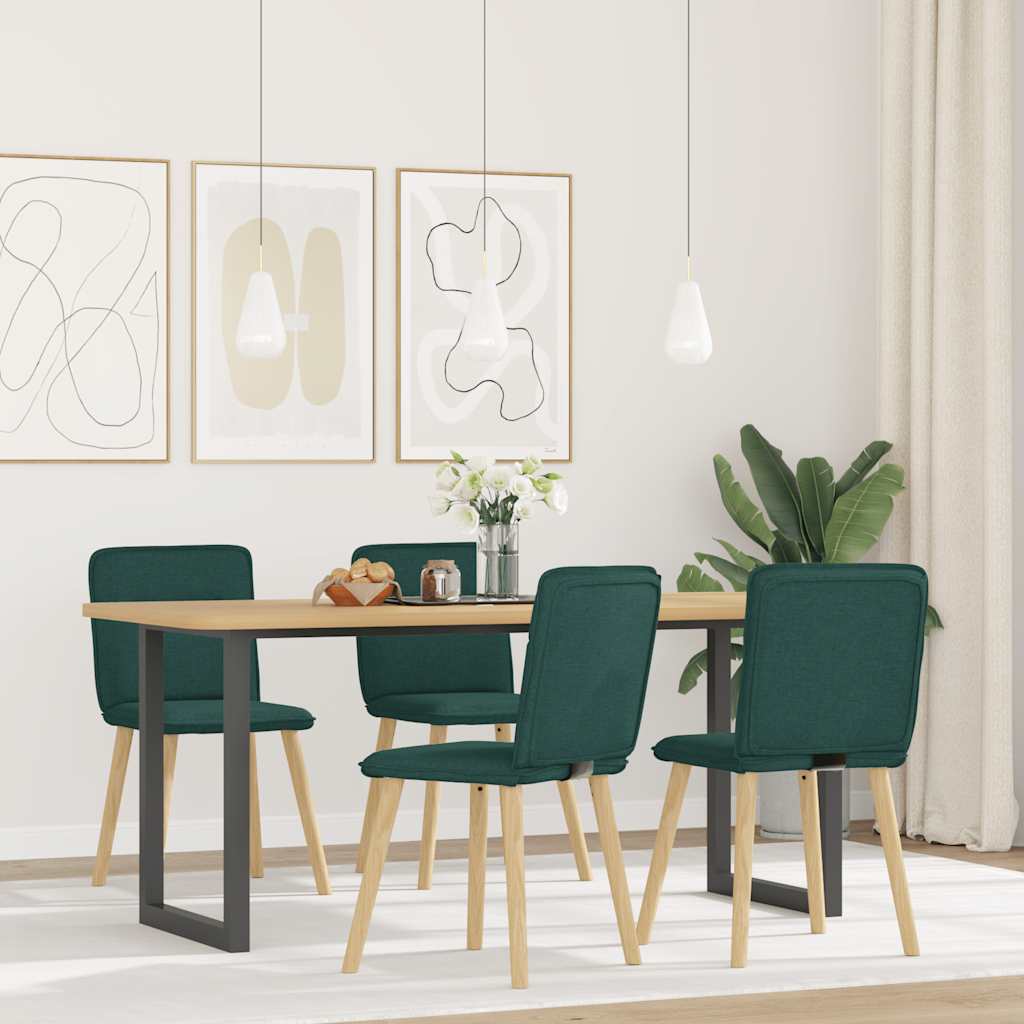 Chaises de salle à manger, lot de 4, tissu vert foncé