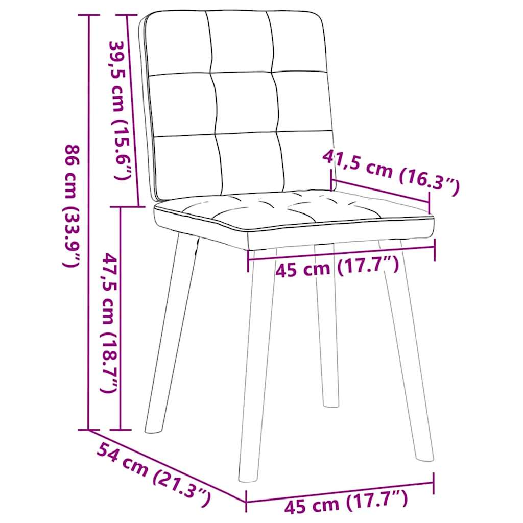 Chaises de salle à manger, lot de 6, tissu bleu denim