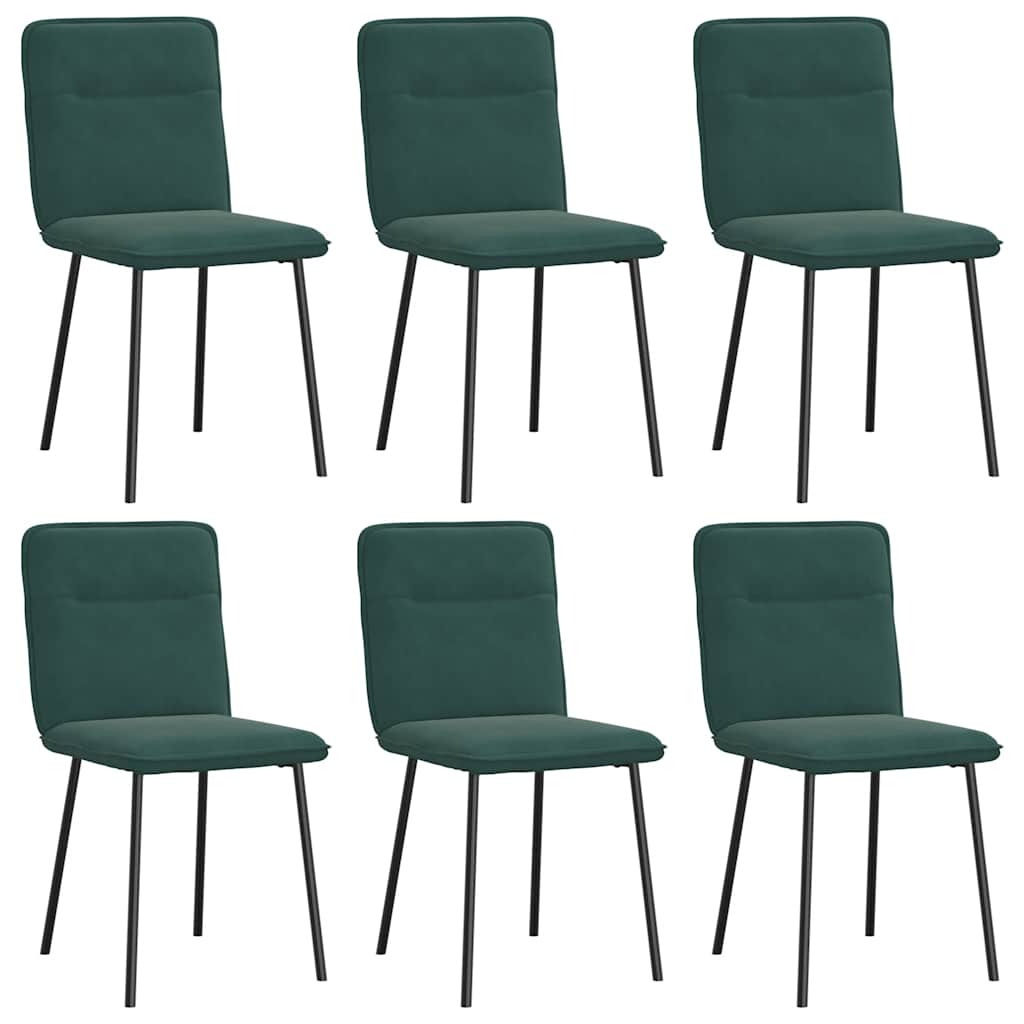 Chaises de salle à manger, lot de 6, velours vert foncé