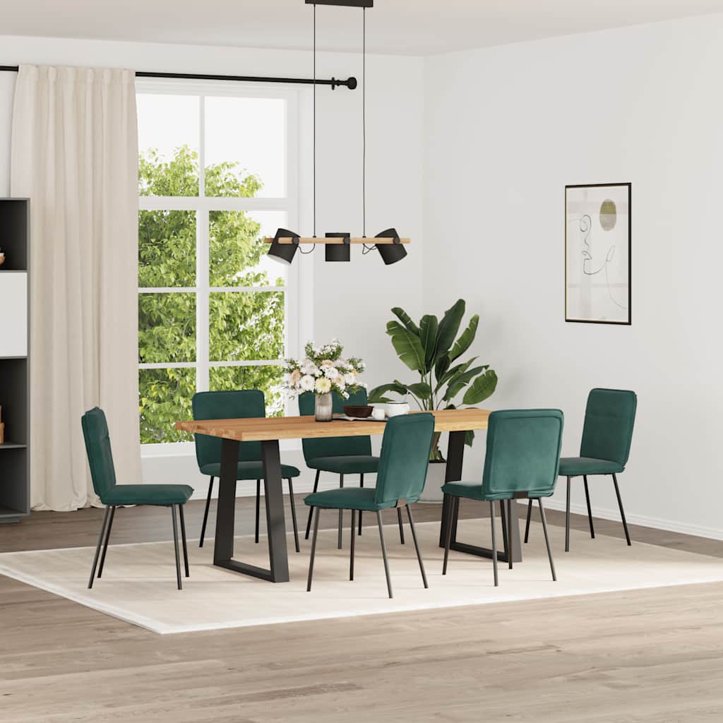 Chaises de salle à manger, lot de 6, velours vert foncé