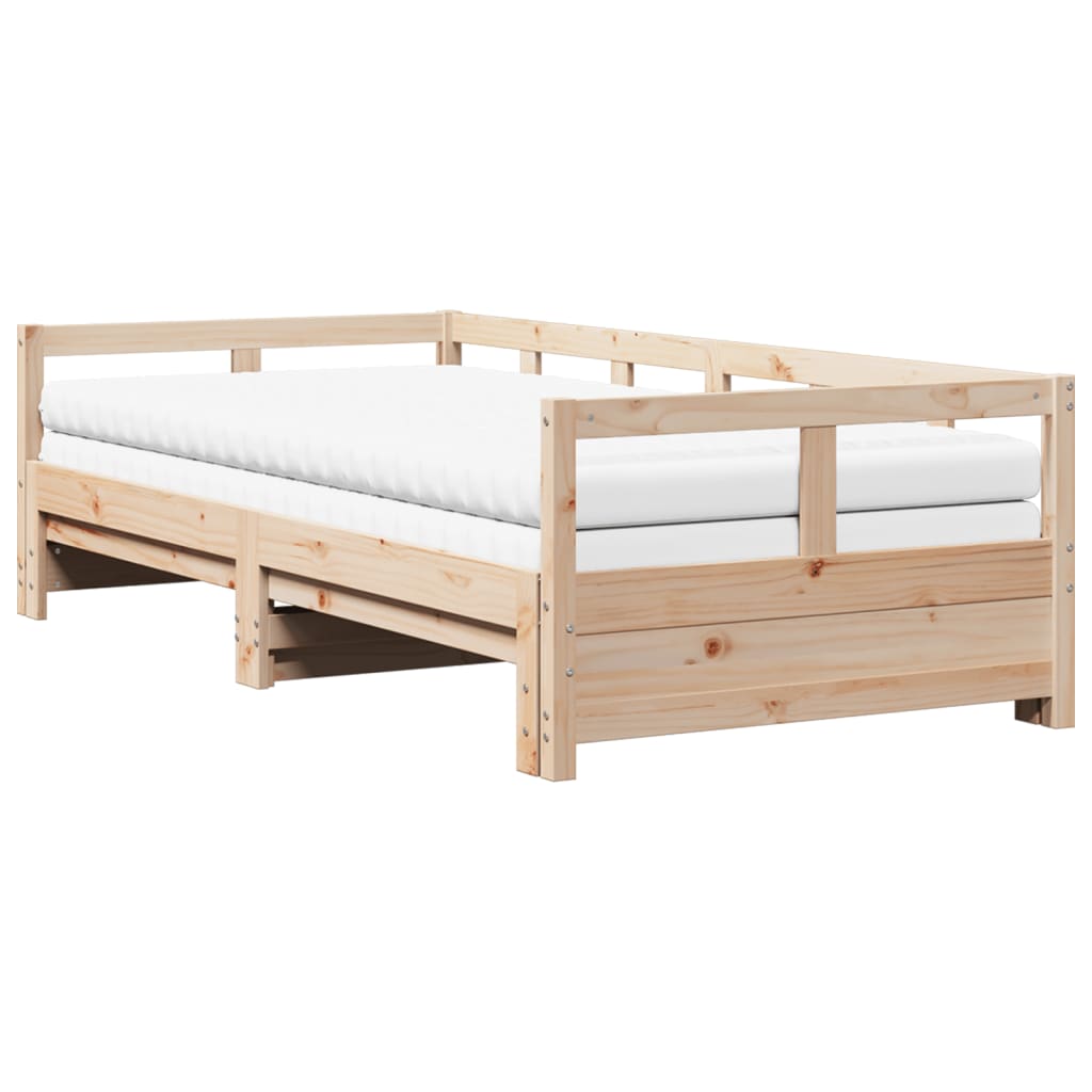 Daybed extendable with mattress 80x200 cm solid pine wood