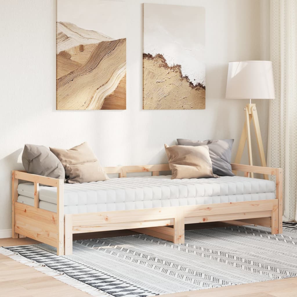 Daybed extendable with mattress 80x200 cm solid pine wood