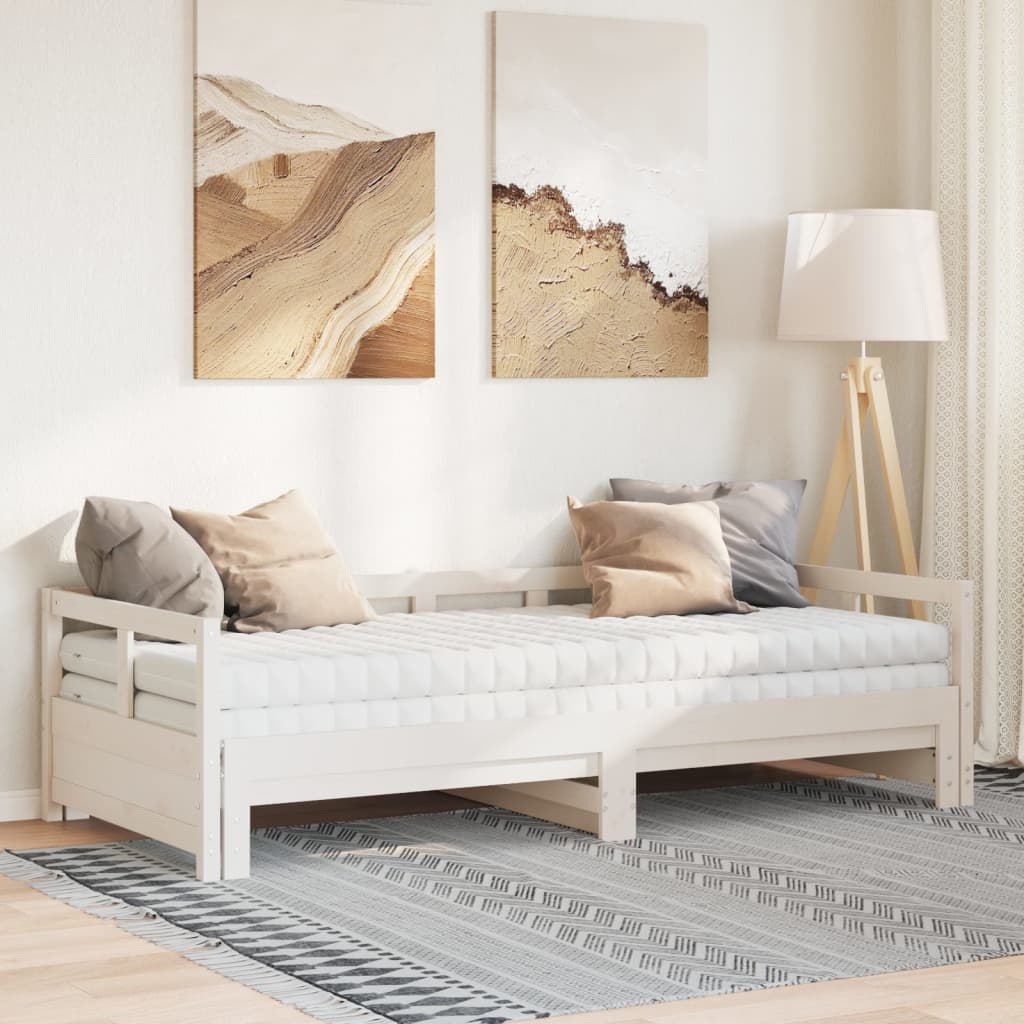 Daybed extendable with mattress 80x200 cm solid pine wood