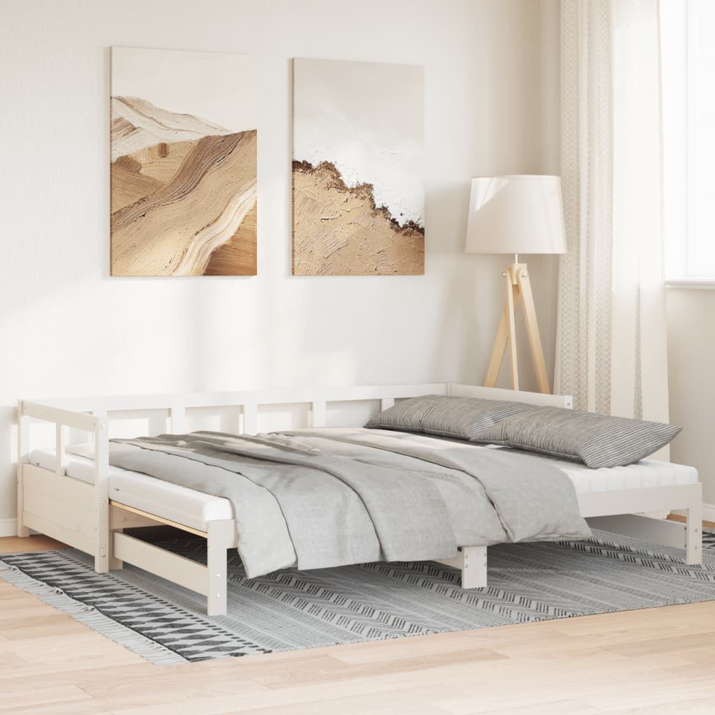 Daybed extendable with mattress 80x200 cm solid pine wood