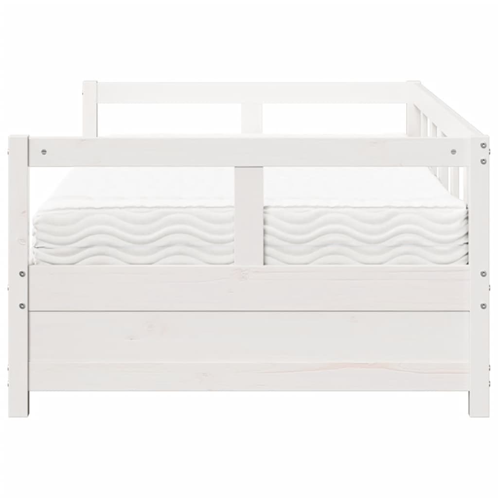 Daybed with mattress white 80x200 cm solid pine wood