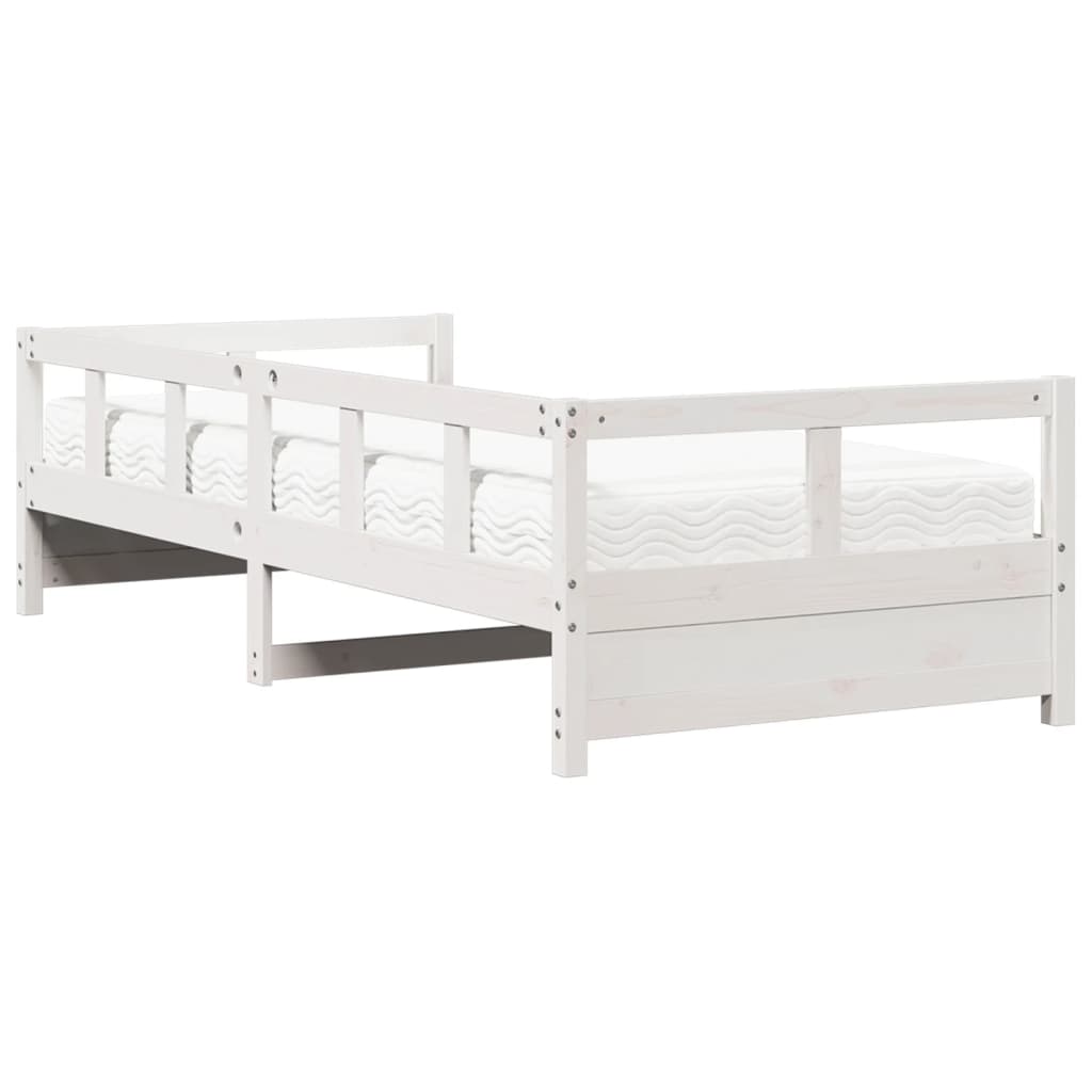 Daybed with mattress white 80x200 cm solid pine wood
