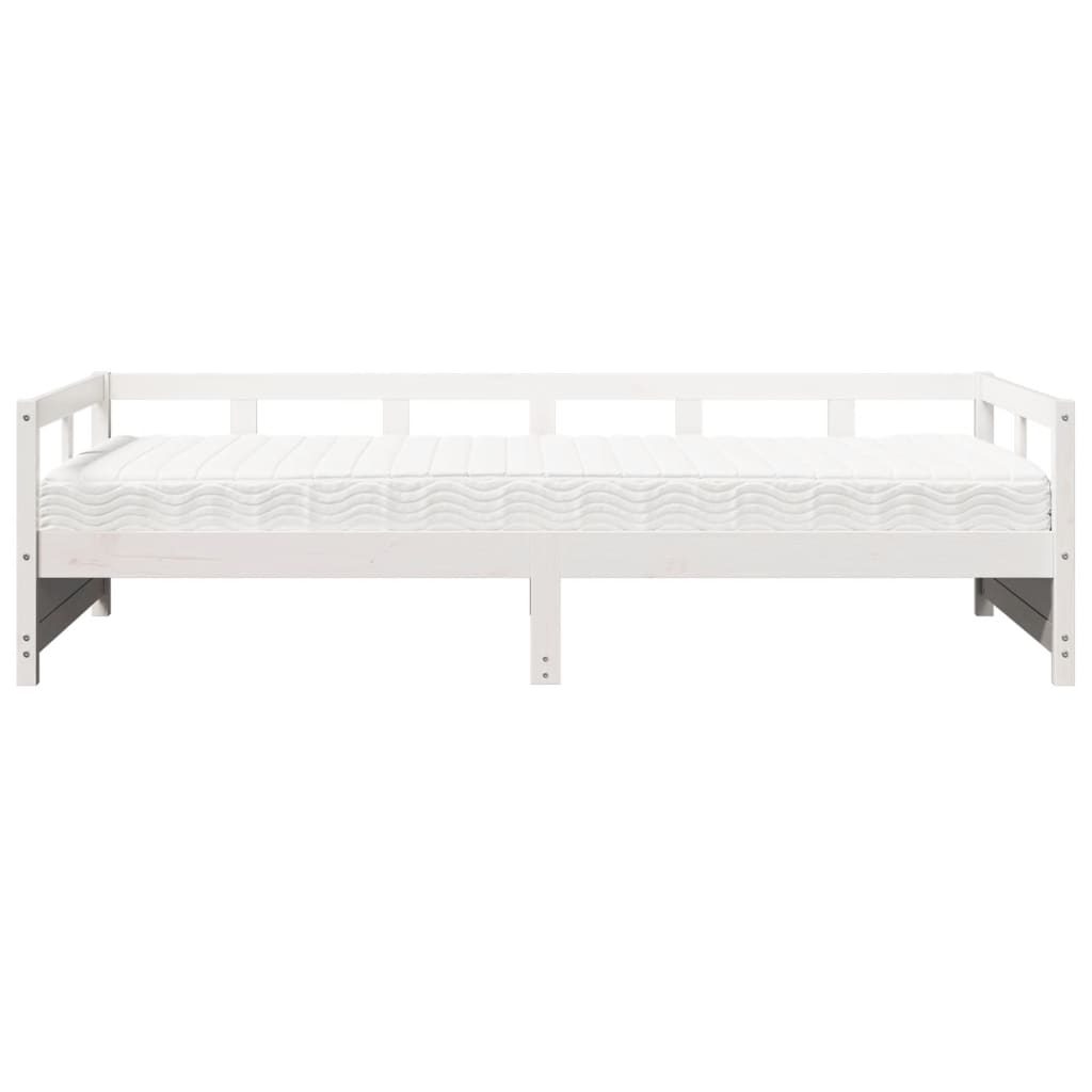 Daybed with mattress white 90x200 cm solid pine wood