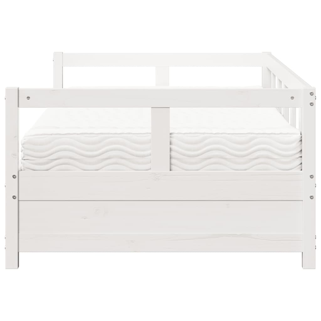 Daybed with mattress white 90x200 cm solid pine wood