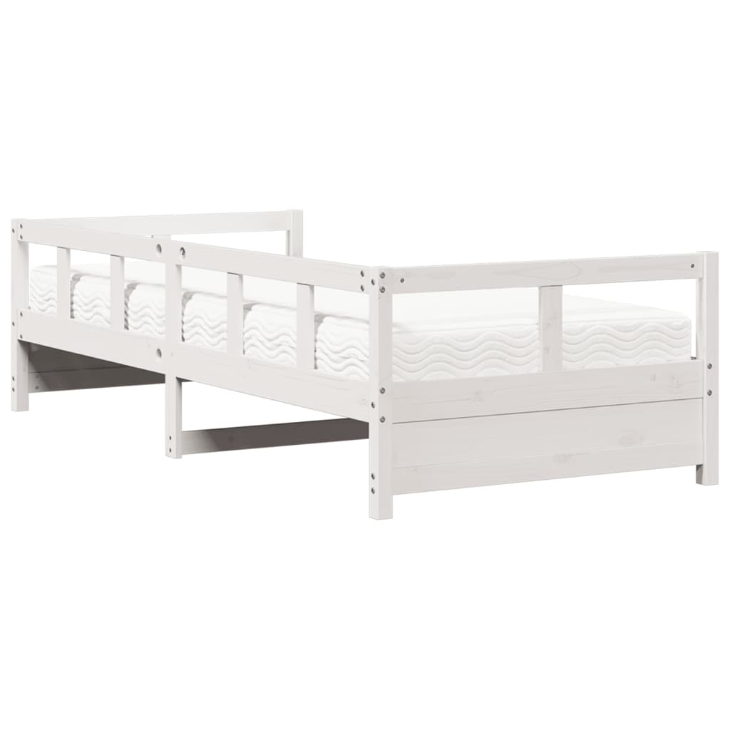 Daybed with mattress white 90x200 cm solid pine wood