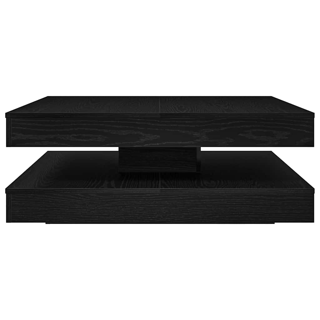 Couchtisch 360-Grad Drehbar Schwarz Eichen-Optik 90x90x34,5 cm
