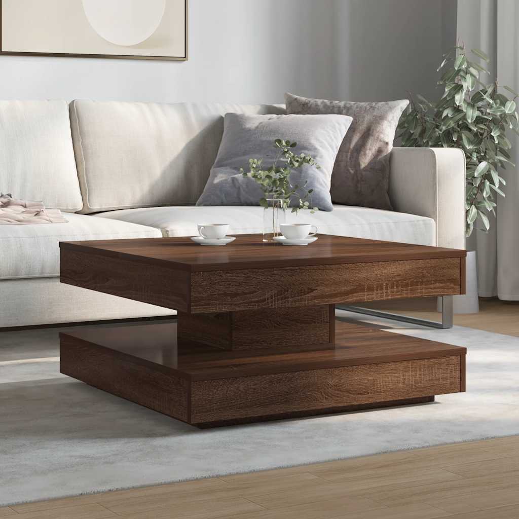 Couchtisch 360-Grad Drehbar Eichen-Optik 70x70x34,5 cm