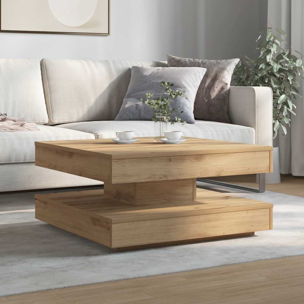 Couchtisch 360-Grad Drehbar Artisan-Eiche 70x70x34,5 cm